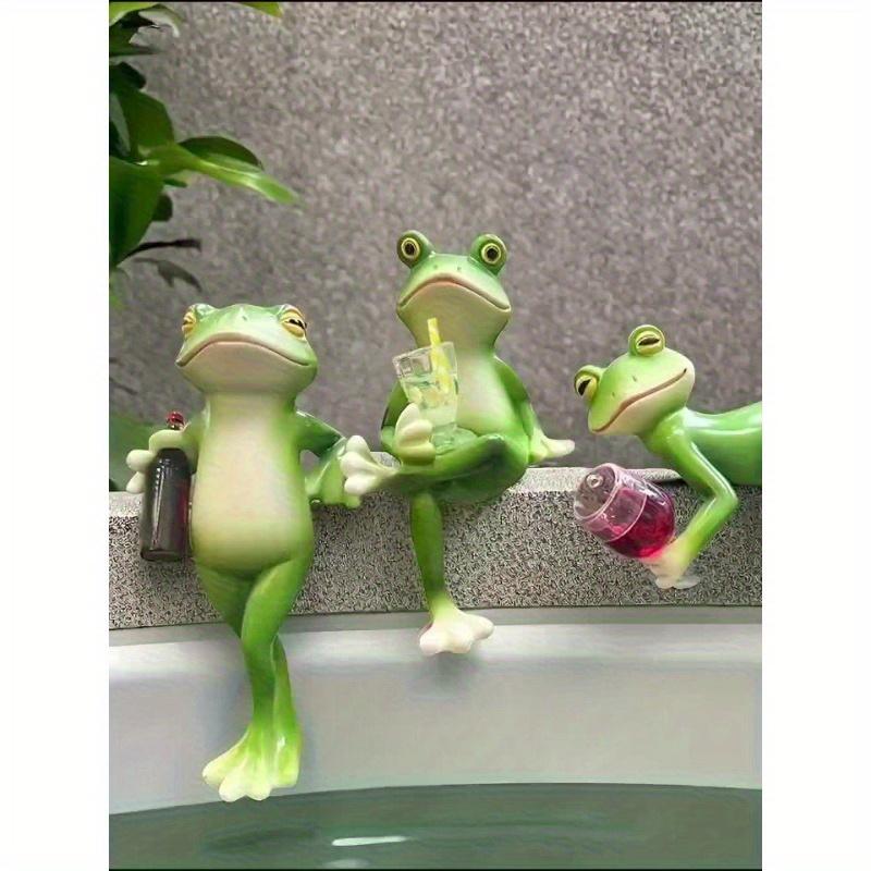 1pc Frogs with Drinks Resin Sculptures - Romantic Garden Decor for Balcony, Plante Festivals, and Seasonal Celebrations Home