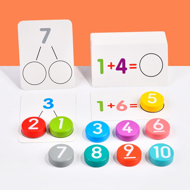 Kids Montessori Math Toys Arithmetic Card Matching Games Addition Subtraction Parish Early Educational Counting Toys for Kid