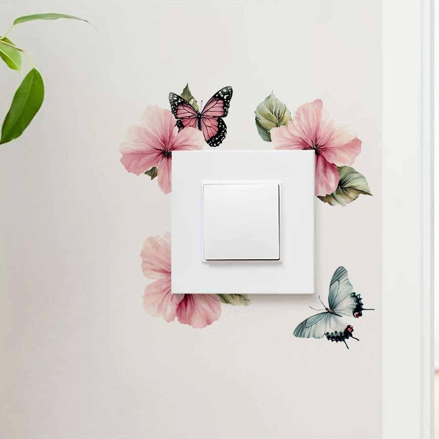 Watercolour Floral Butterfly Socket Self-Adhesive Wall Decoration Stickers