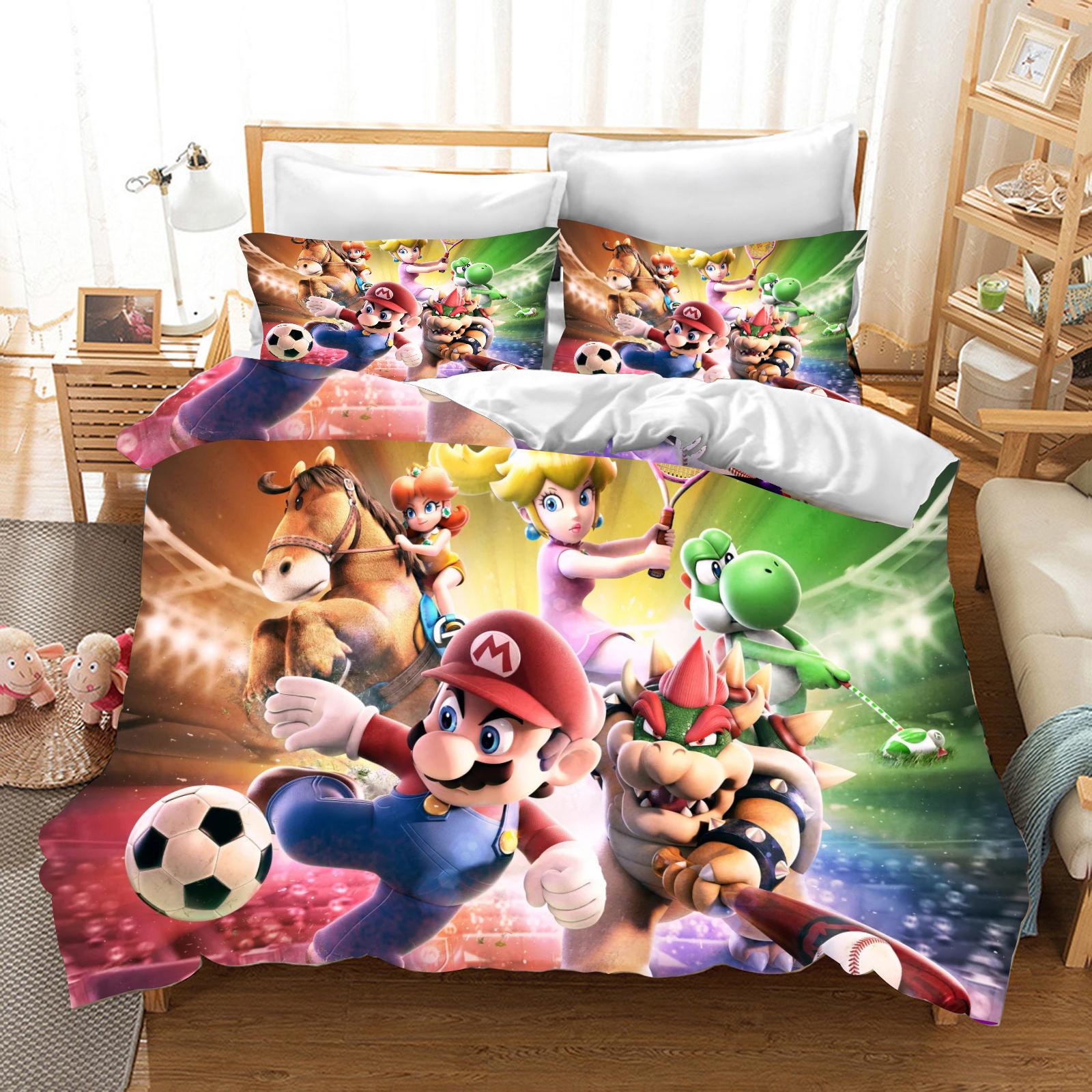 

Mario Duvet Cover Set Comforter Bedding 3d Children S Bedding Set 3-Piece 1 Quilt Cover King Size 203X228CM