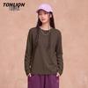 TonLion Women's Pure Cotton Long-Sleeve Crew Neck T-Shirt