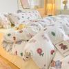 Washed Cotton 4Pcs Dormitory Small Fresh Naked Sleeping 3Pcs Double-Layer Yarn Bed Sheet Quilt Cover