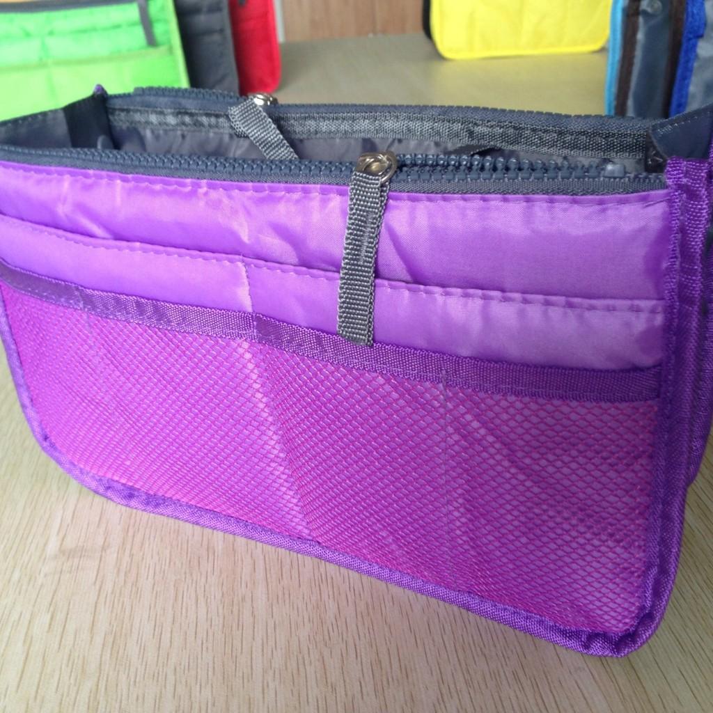 Multicolor Polyester Travel Makeup Bag With Double Zippers For Organizing Cosmetics And Toiletries