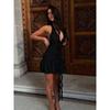European and American 2024 Summer New Gyaru Style Deep V Sexy Slim Fit Mesh Hanging Neck Sling One Piece Dress Women Clothing