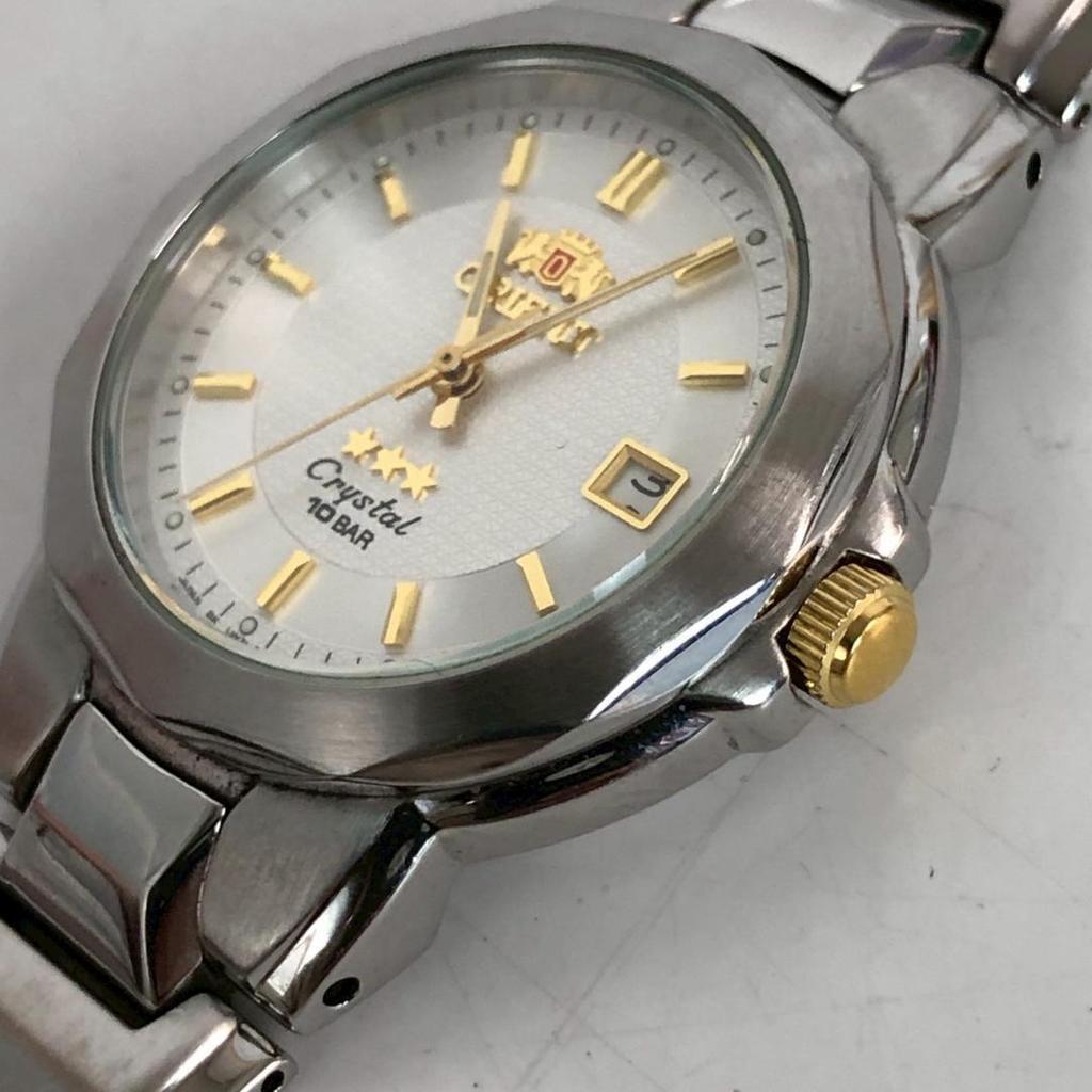 Usado Relógio ORIENT Orient Crystal Three Star Automático 21 Rubis Data Dia Calendário Prata Dourado Retro Analógico Masculino