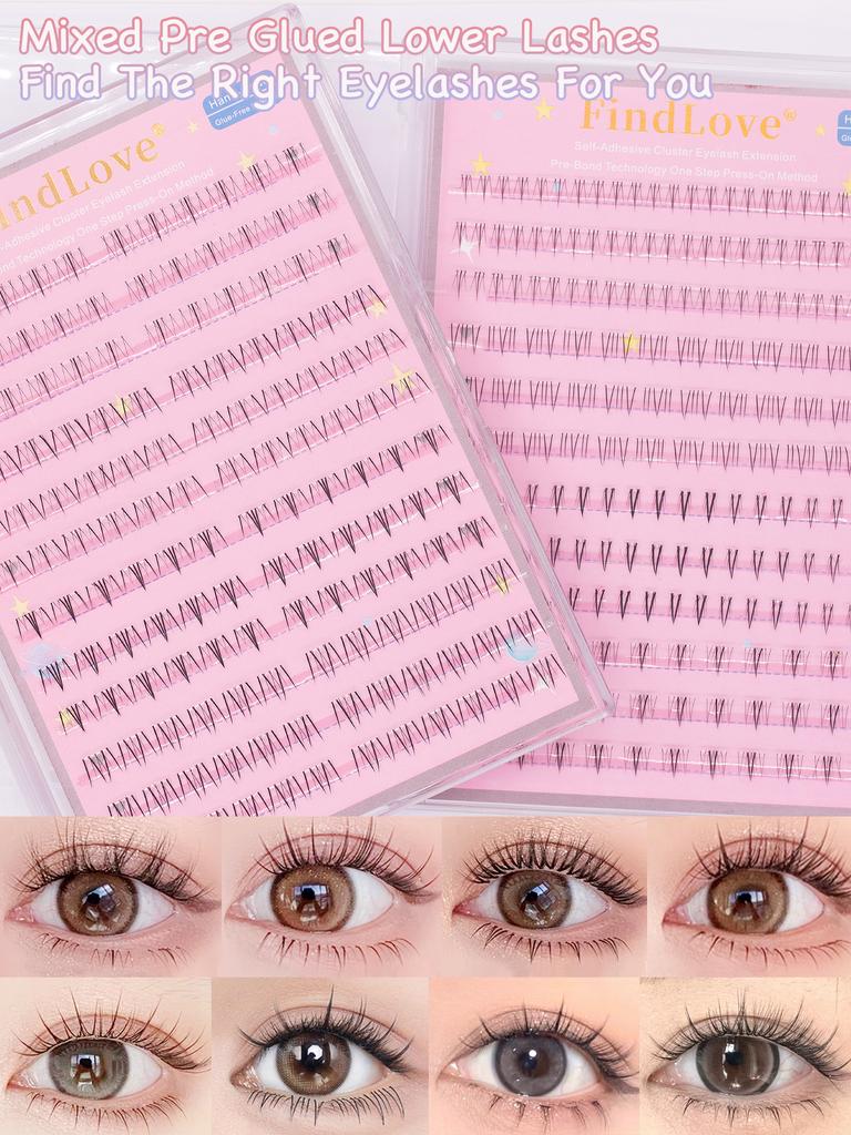 Brown Lashes New Type 10 Rows Glue Free Lashes Easy Application Eyelashes Reusable Lash Clusters with No Glue Needed