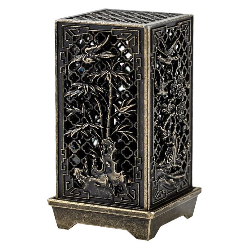 Vertical Baifu Hollow Creative Alloy Incense Burner - Office Decor