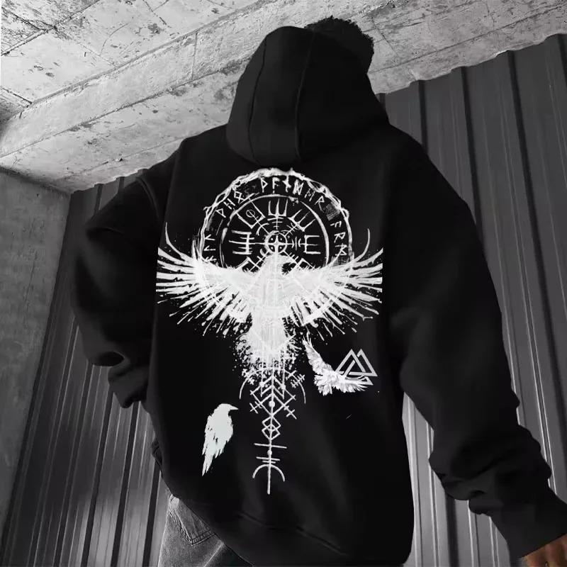 Men Long-sleeve Hooded Sweatshirt Autumn Winter Daily Outdoor Casual Street Fashion Sportswear