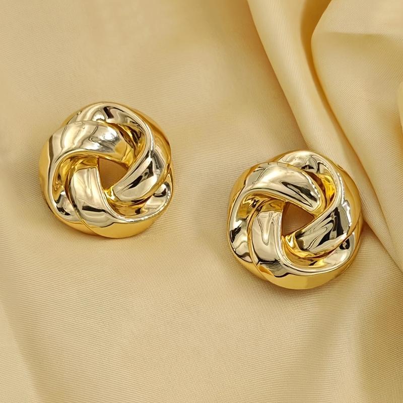 1 Pair of Stylish And Elegant Twisted Earrings, Suitable for Daily Life, Banquets/Parties, Travel, Vacations, Festivals And Other Occasions,