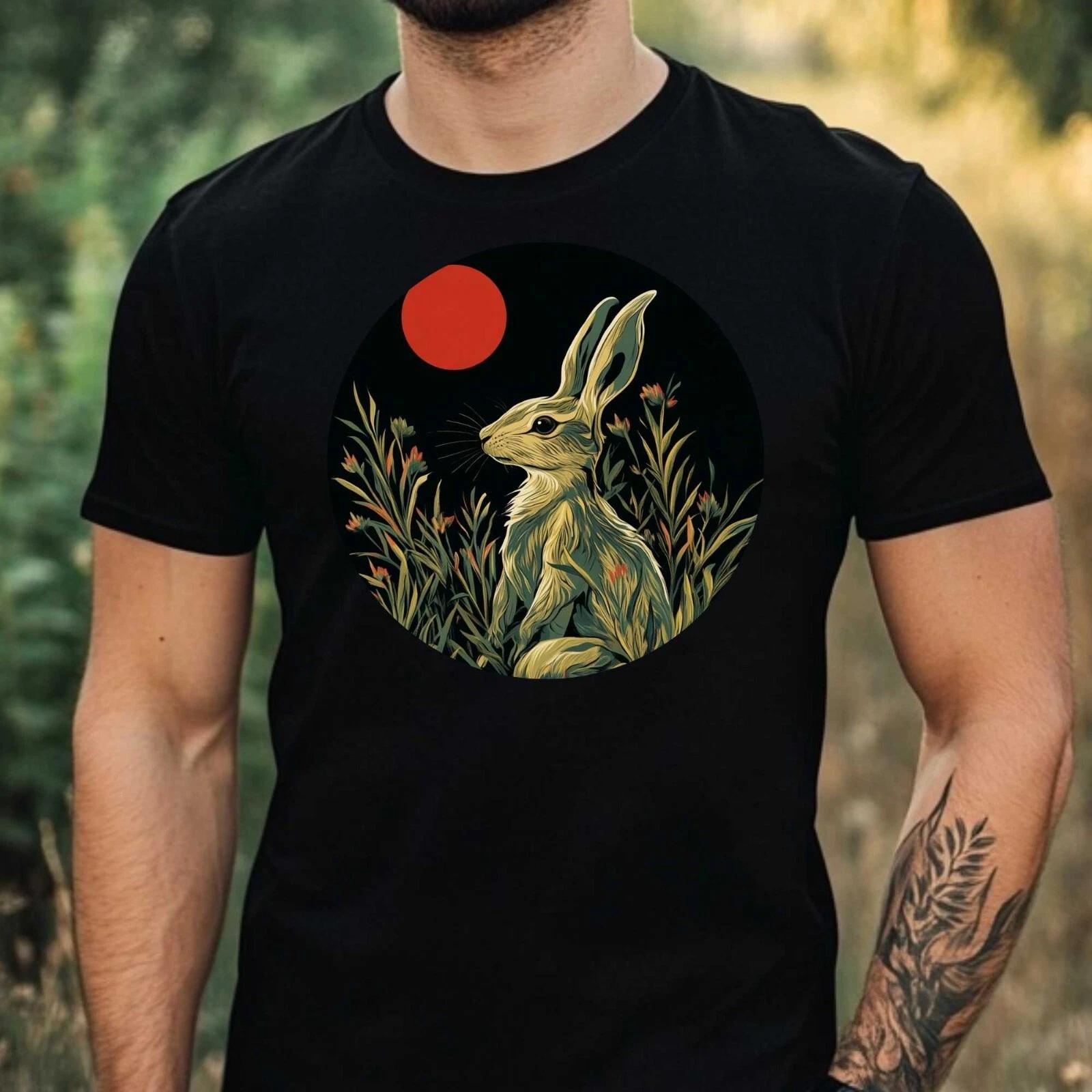 T-Shirt Herren Hase im Mondlicht Motiv Baumwolle Größe XS bis 5XL M