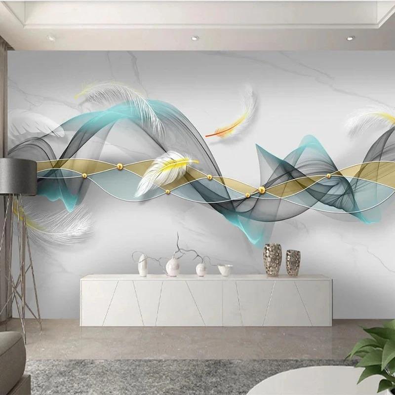 Modern 3d Photo Wallpaper Feather Marble Mural Living Room Tv Sofa Bedroom Background Wall Paper