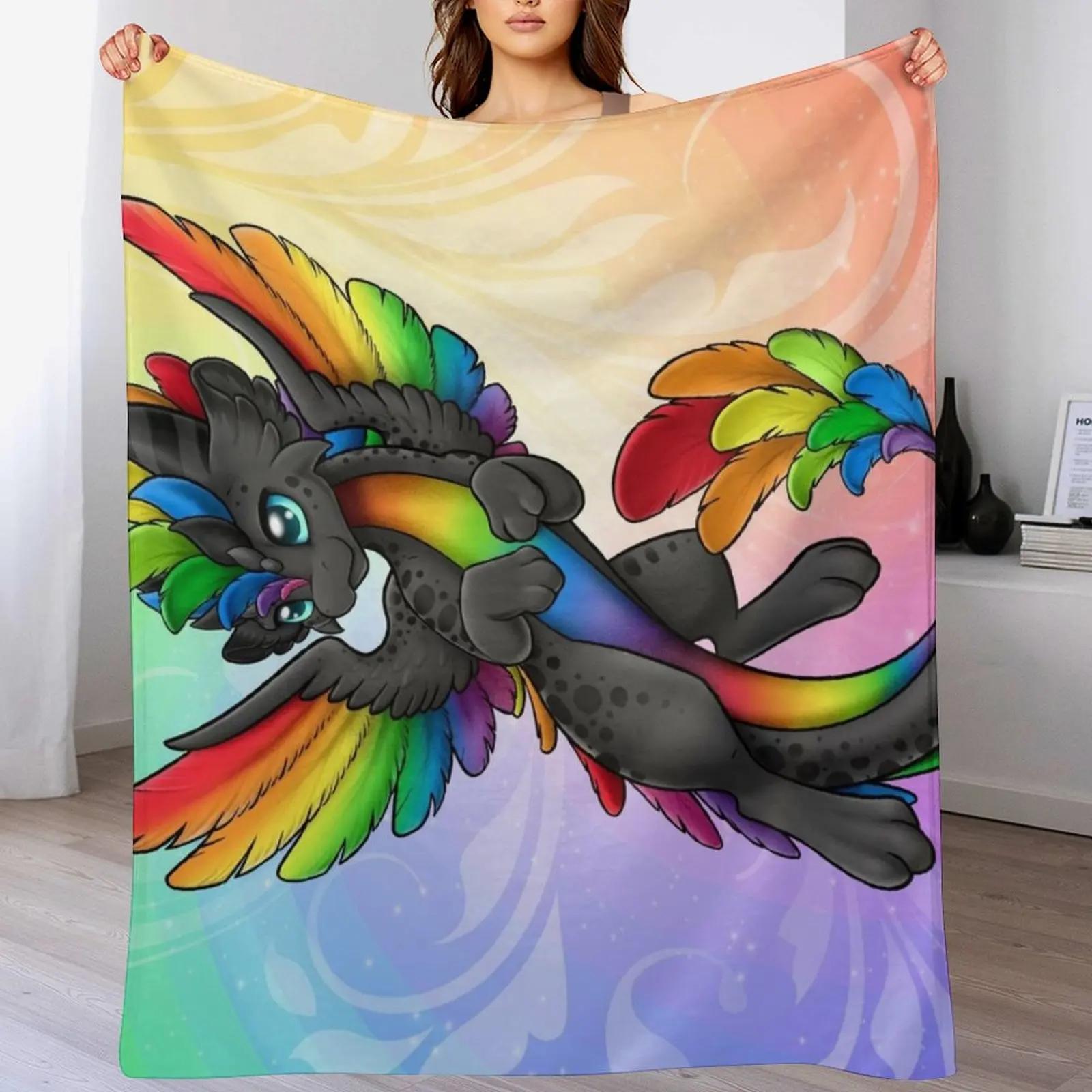 Zen Black Rainbow Dragon Throw Blanket Warm Comfortable Blanket for Office Napping 102x76cm(40x30in)