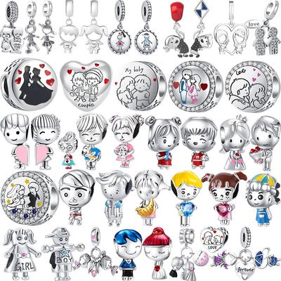 Copper Couple Wedding Boy Girl Character Bead Charms Pendant Fit Bracelet Necklace Women Diy Twinkle Jewelry Gift