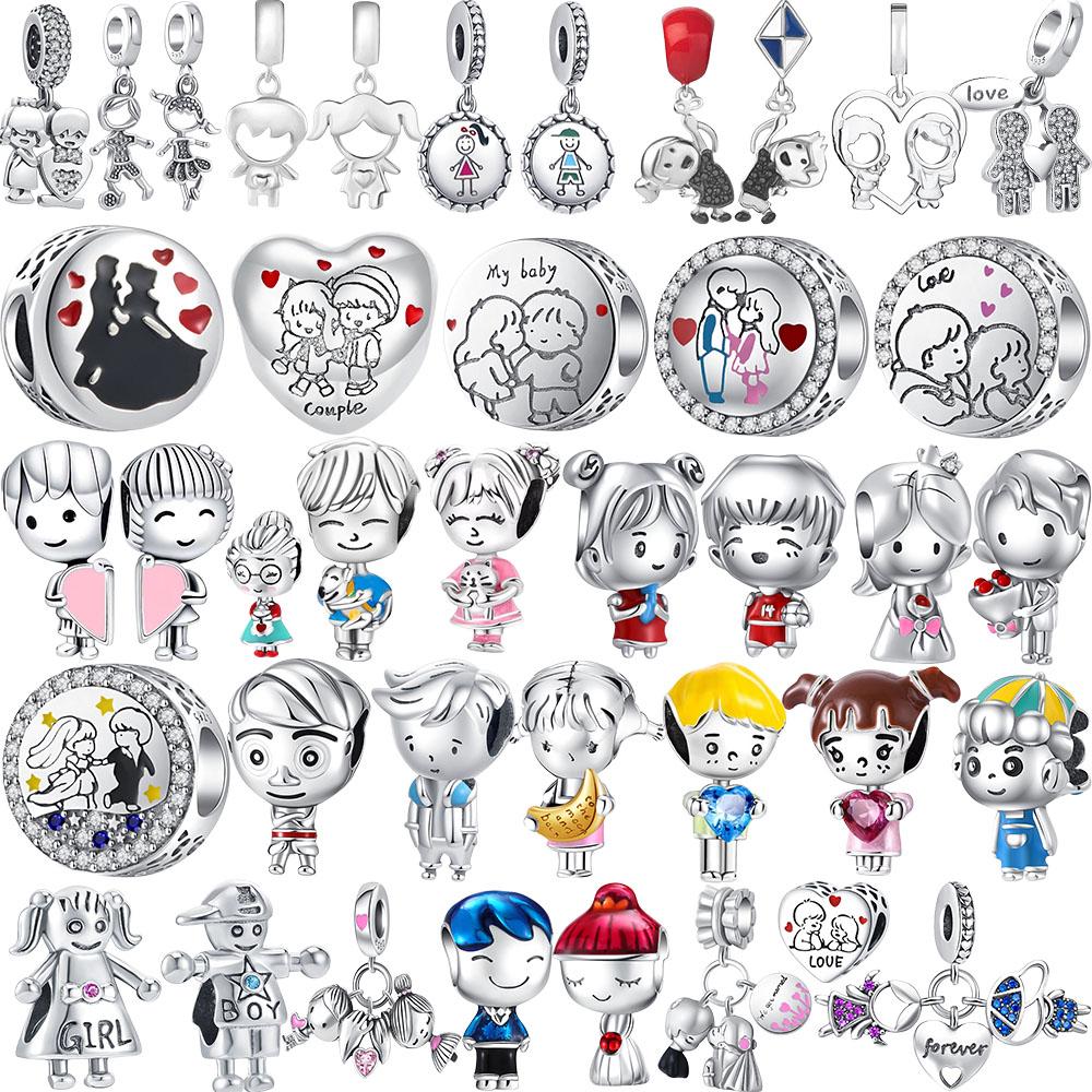 Copper Couple Wedding Boy Girl Character Bead Charms Pendant Fit Bracelet Necklace Women Diy Twinkle Jewelry Gift