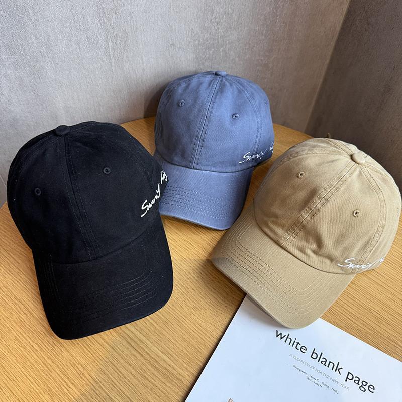 Cotton Embroidered Breathable Letter Cap With Wide Brim Sunshade Sports Outdoor