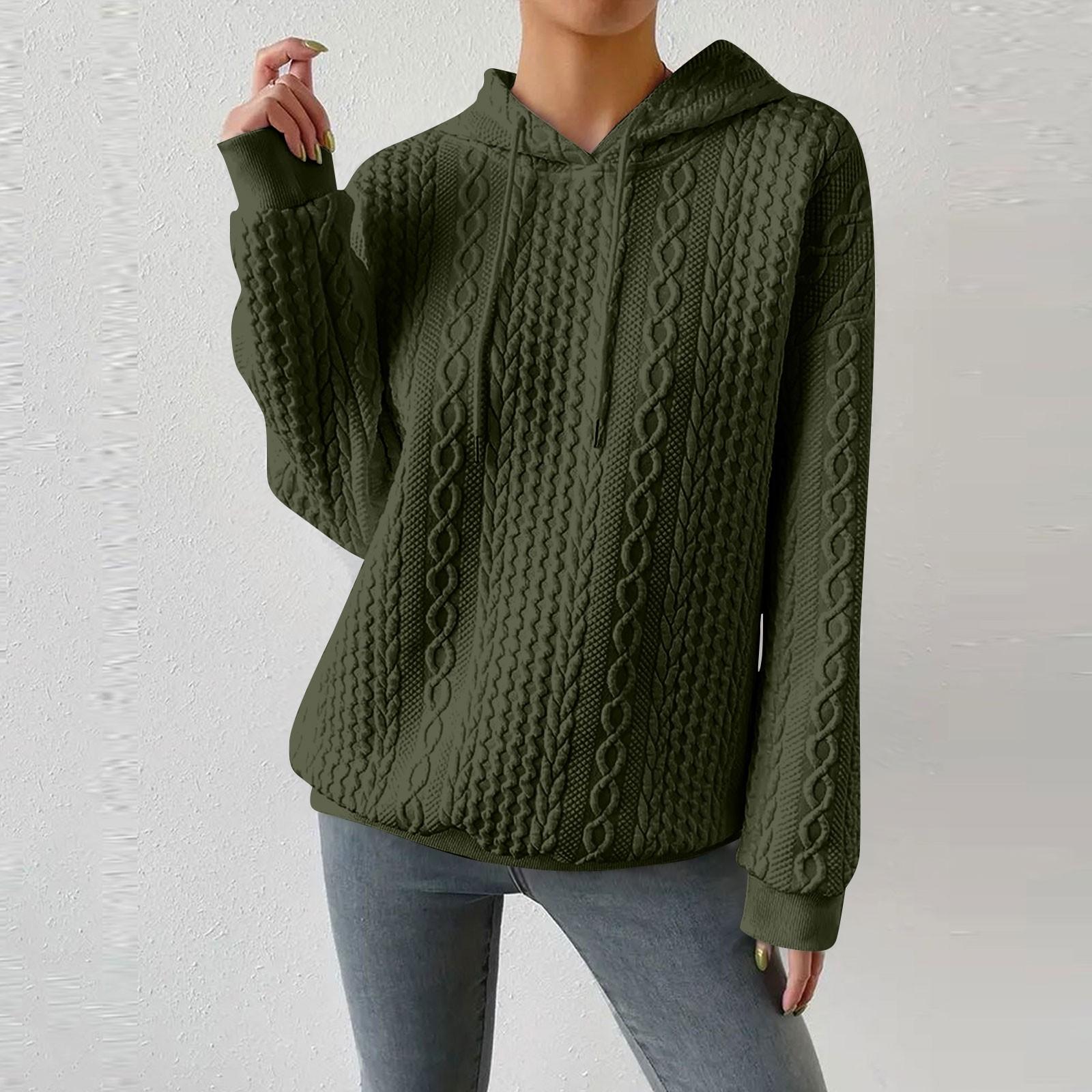 

Женские толстовки с длинным рукавом, повседневные однотонные толстовки с капюшоном на шнурке для женщин, пуловер XXL темно-зеленого