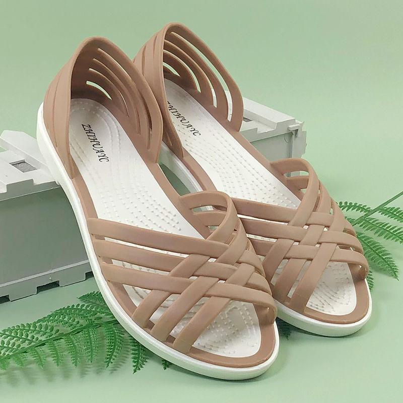 Summer One Step Sandals Women's Flat Heel Outdoor Solid Color Fashion Women's Sandals