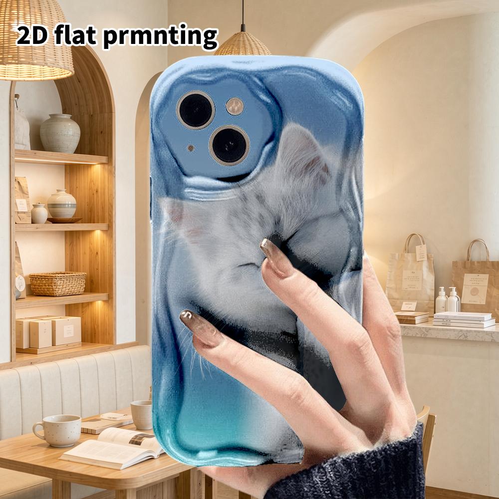 Phone Case: 2D Flat Design Suitable for iPhone 18, 17, 16, 15, 14, 13 Pro Film Protective Case, Couple Style, Gradient Kitten, Christmas and Halloween