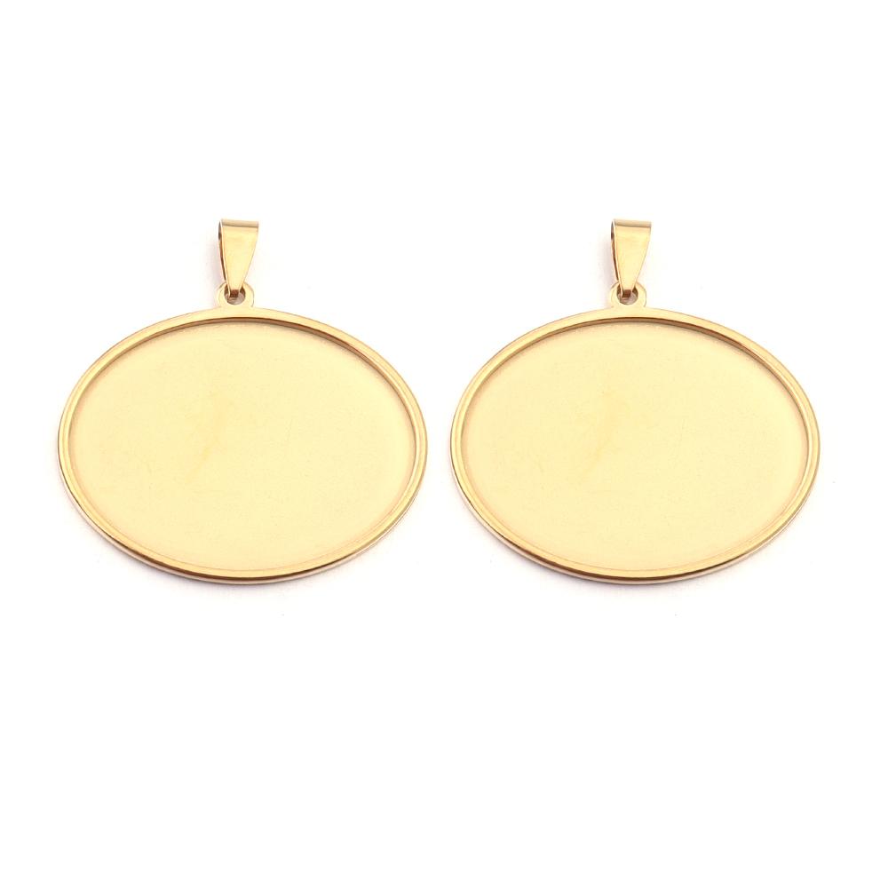 2-5pcs/Lot Oval Stainless Steel Cabochon Base Settings Tray Blank Charms for Jewelry Making Supplies Necklace Pendant Base
