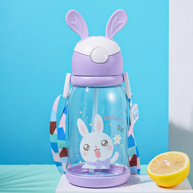 Rabbit Horn Children s Sippy Cup, Cute Flip-Top Cartoon Design 501-600ml фиолетовый