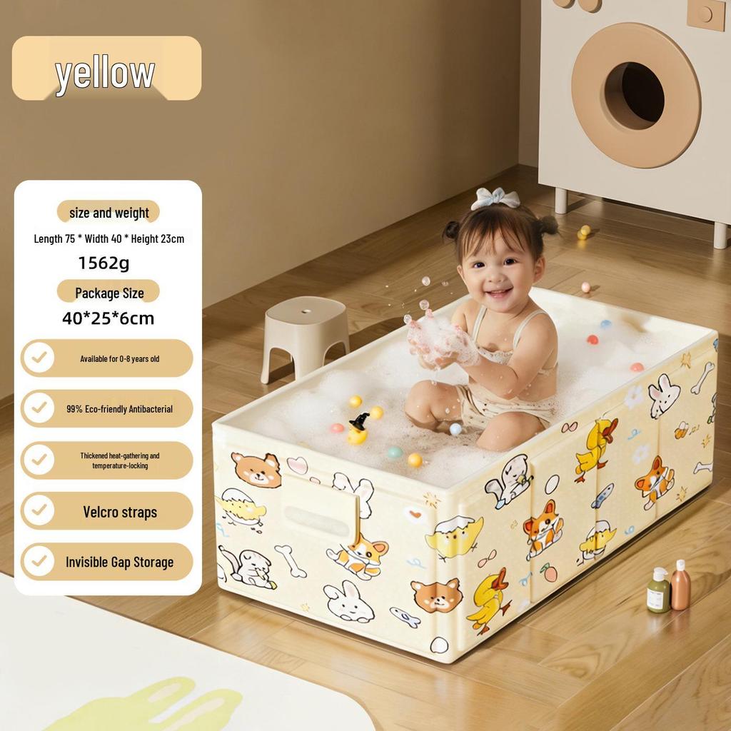Environmentally Friendly Portable Baby Bath Tub: Indoor, Foldable, Insulated & Spacious for Sitting or Lying Down.