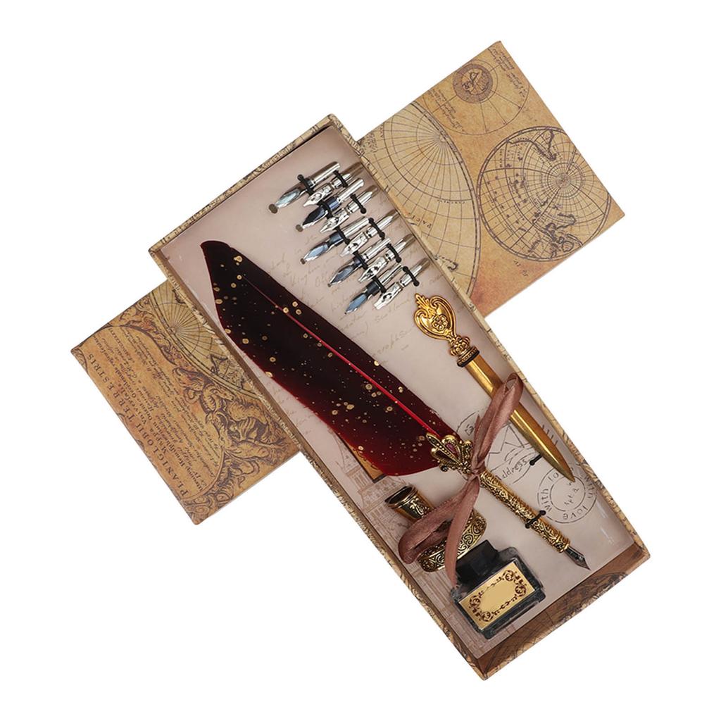 Quill Pen Set Exquisite Retro Smoothing Writing   Pen Caligraphy Pen Kit with Multiple Replacement Nibs