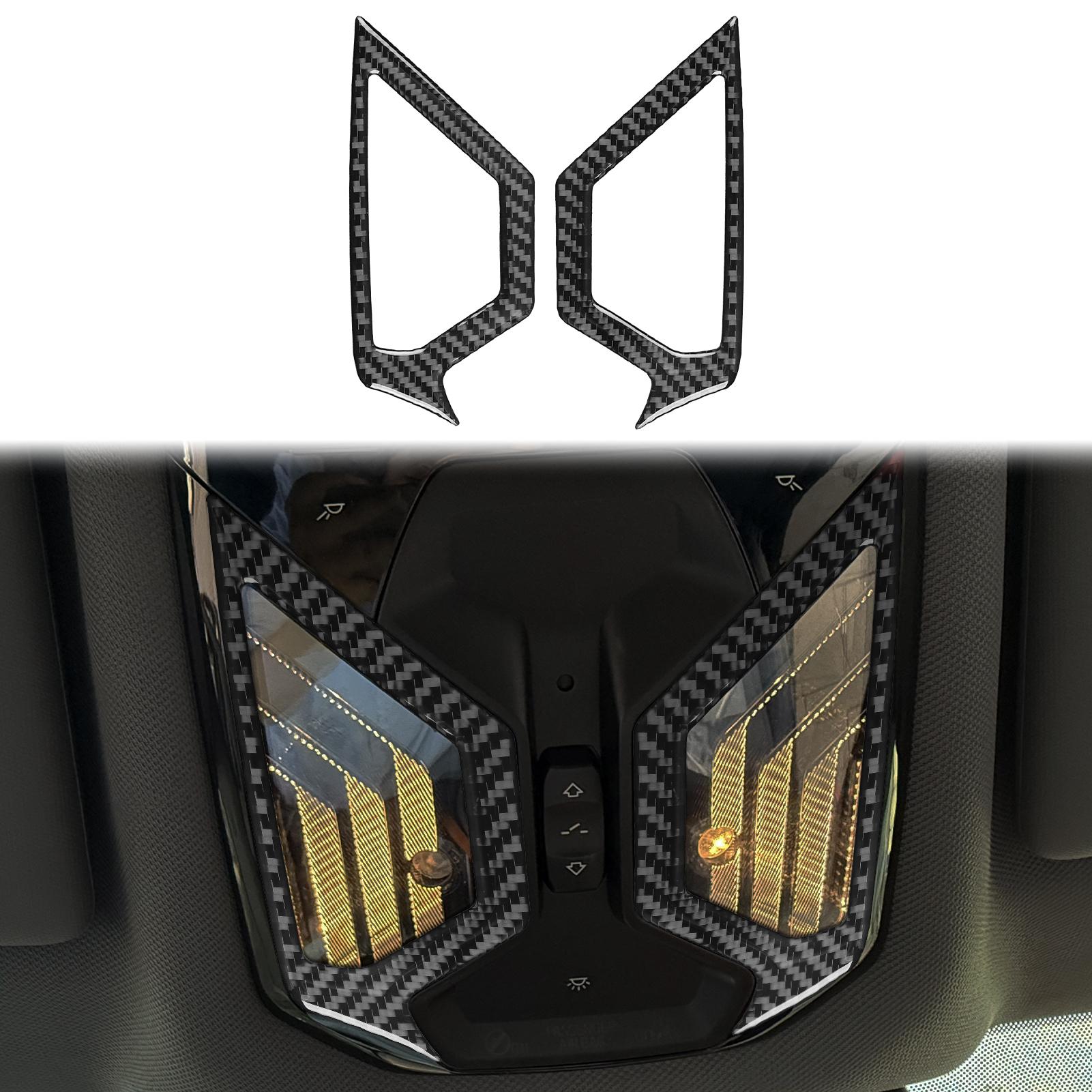 Carbon Fiber Car Interior Overhead Reading Light Frame Sticker For BMW 5 Series i5 G60 G68 2024-2025 Decorative Trim Accessories Black Carbon
