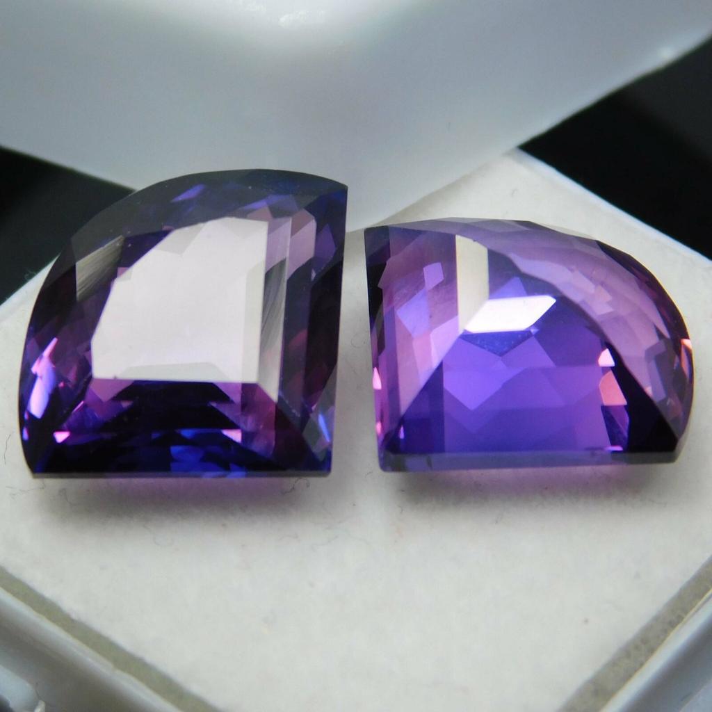 16 Ct Natural PURPLE Tanzanite CERTIFIED Fancy Cut Pair Loose Gemstone