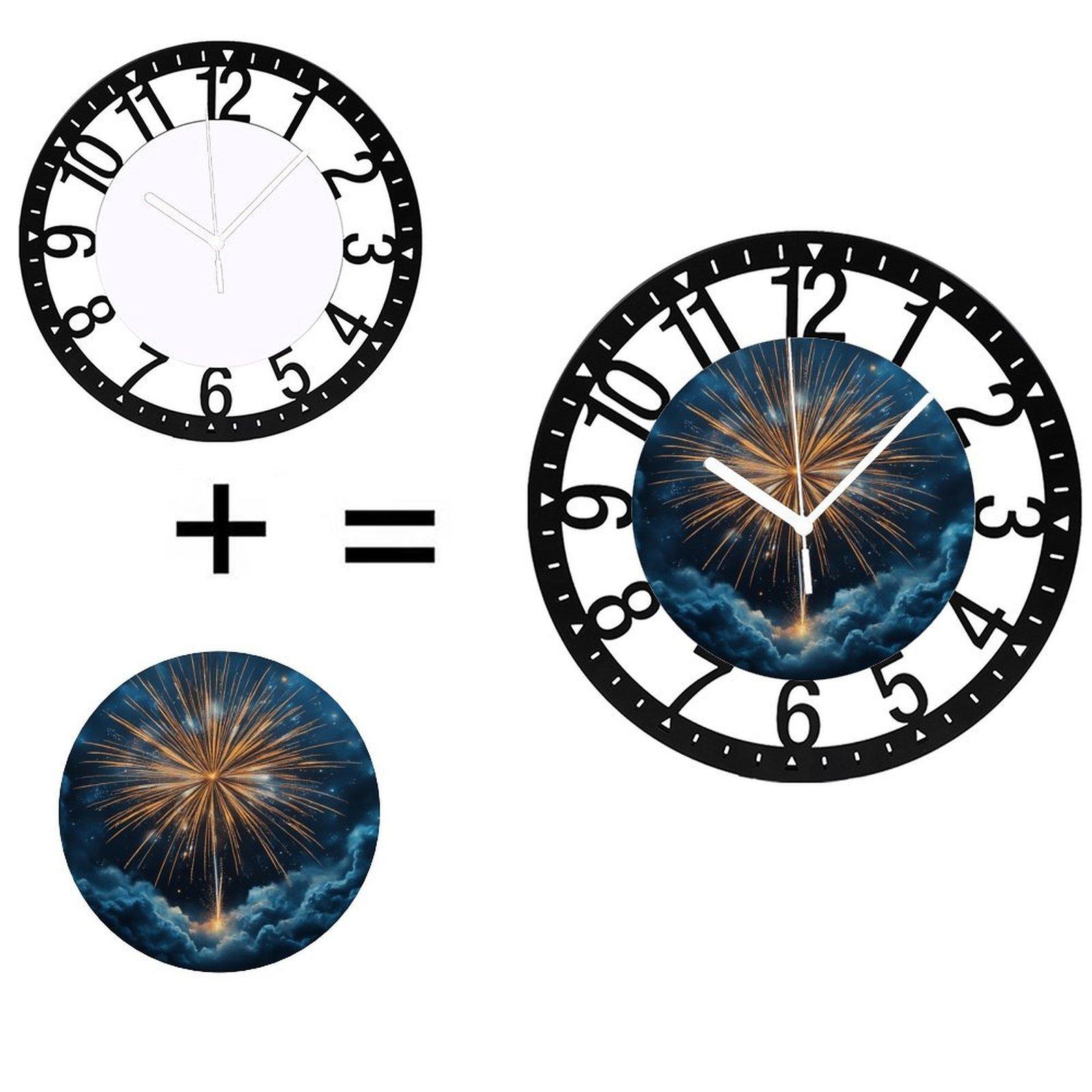 Creative 25cm Circular Iron Wall Clock with Modern Artistry (Black,10 inch(25.40cm))