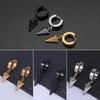 1-10 Pair Punk Geometric Minimalist Black Stainless Steel Hoop Earrings for Ladies Modern Daily Trendy Huggie Jewelry 2025 New