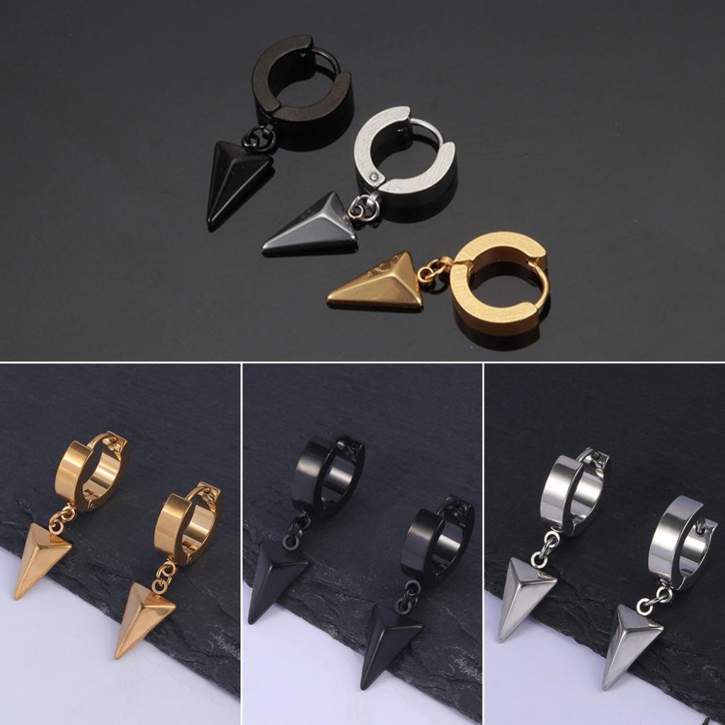 1-10 Pair Punk Geometric Minimalist Black Stainless Steel Hoop Earrings for Ladies Modern Daily Trendy Huggie Jewelry 2025 New