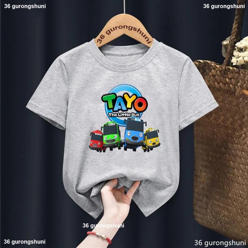 T-shirt for Boys Tayo and Little Friends Car Cartoon Print Boys T-Shirt Summer Girks Shirt Fashion Toddler Shirt ShortSleeve Top