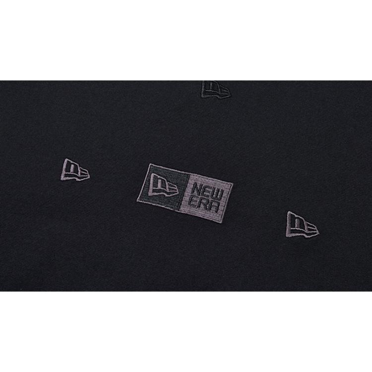 New Era SS24 All Over Print Gradient Embroidered Crew Neck Short Sleeve T-Shirt Unisex Tops Black 14187337
