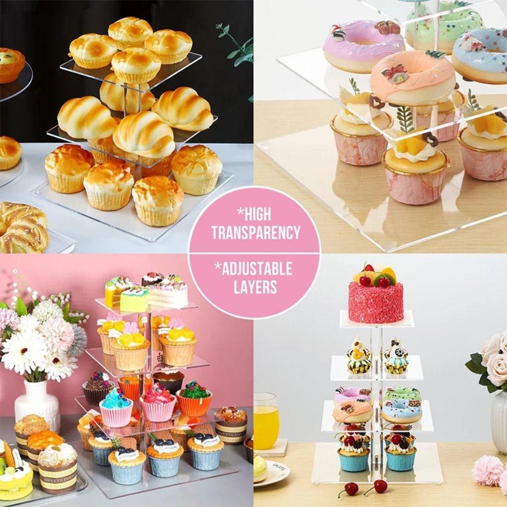 Clear Dessert Display Holder 3/4/5 Tier Cake Serving Rack Acrylic Cupcake Stand  Kitchen