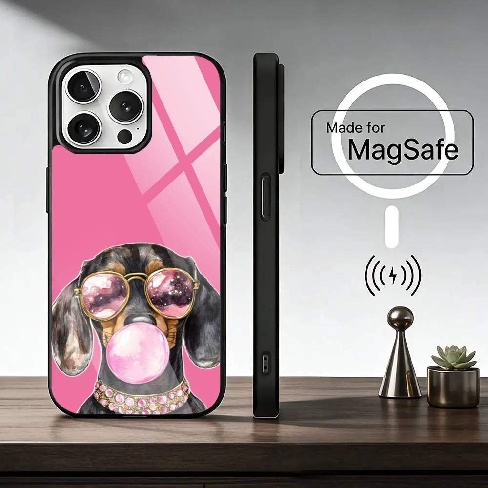 Cute Dachshund Bulldog Phone Case For iPhone17,16,15,14,13,12,11 Plus,Pro Magnetic For Magsafe Wireless Charging