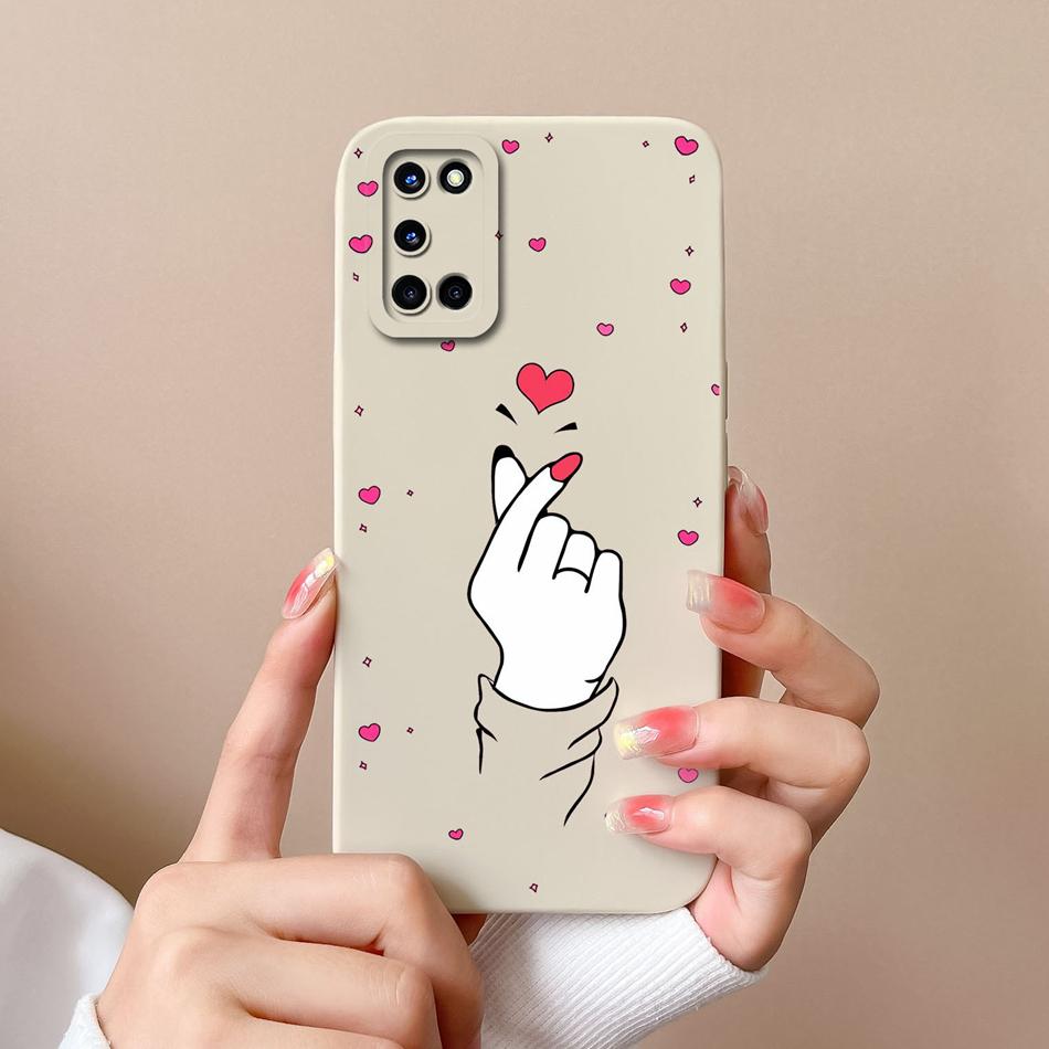 For Oppo A52 A72 A92 Case Butterfly Heart Simple Back Cover Soft Liquid Silicone Funda Camera Protection Anti Drop Phone Housing