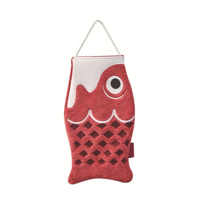 

Red Microfiber Kitchen Towel with Hanging Designs Easy Access Hand Towel Convenient Hand Drying and Organization 1 червоний