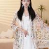 Breathable Thin Large Shawl Frog Button Sunscreen Headscarf Fashion Women Floral Scarf  Vacation