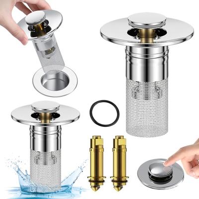 3/6Pcs Pop-up Sink Drain Filter Bathroom Sink Stopper Stainless Steel Filter Basket