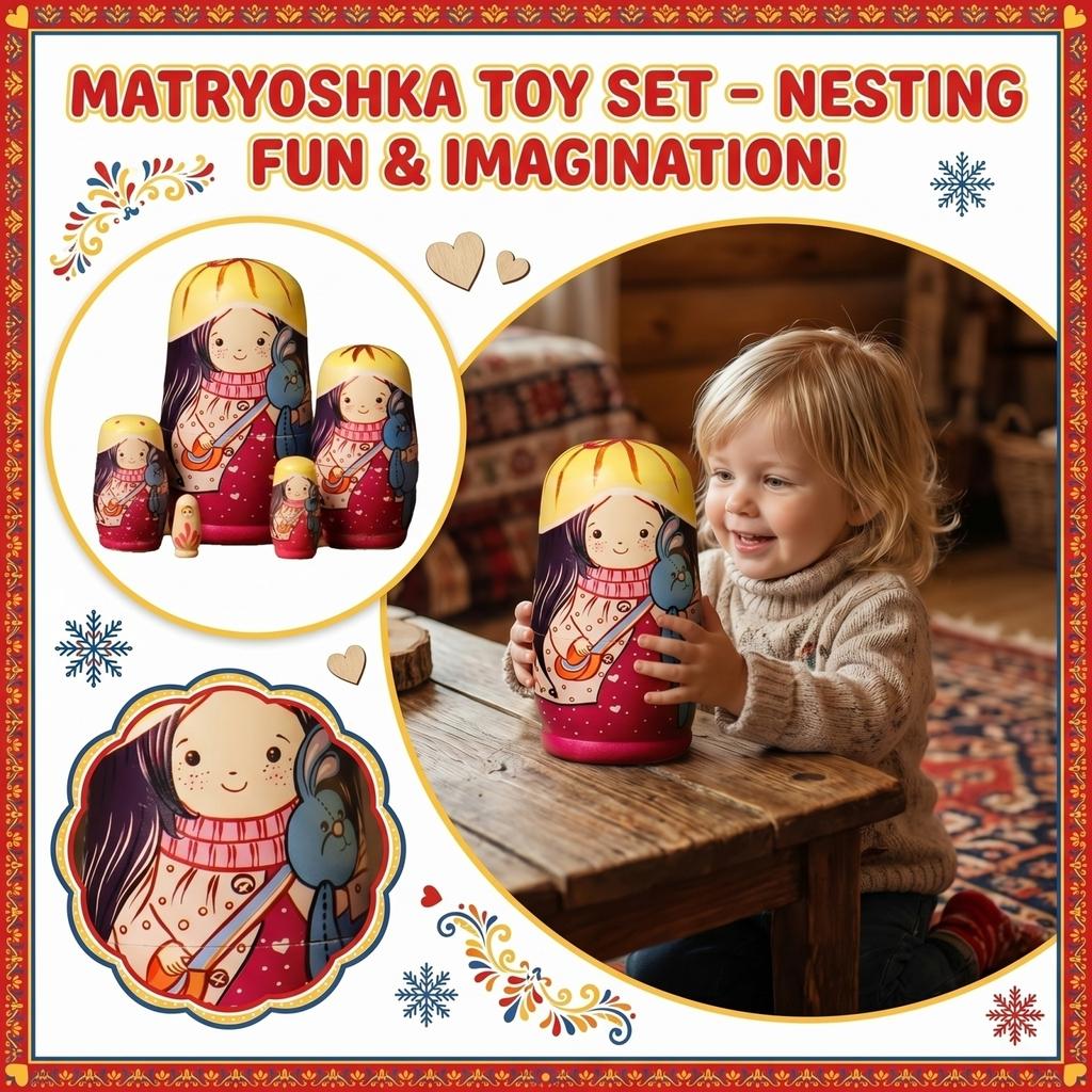 Adorabili Bambole Russe in Legno Impilabili e Incastrabili Perfette per Regali di Natale e Compleanno