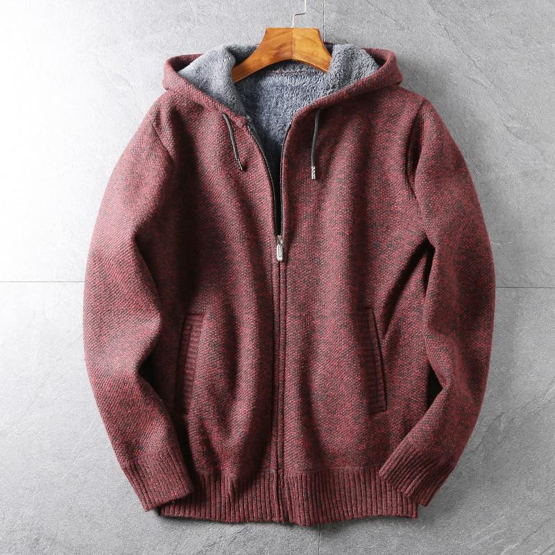 Men's Autumn/Winter Thick Hooded Knitted Cardigan Sweater Jacket