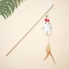 Interactive Cat Wand Toy Feather Plush Animal Cat Teaser Stick with Bell Indoor Kitten Play Exercise Toy