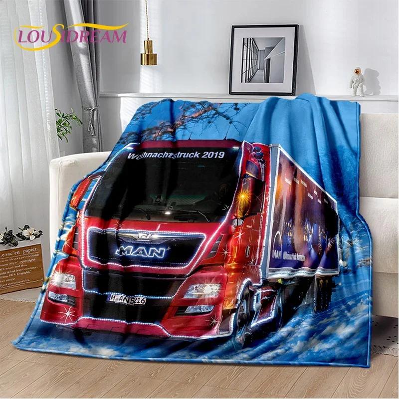 HD Man Truck Lorry 3D Printing Soft Flannel Blankets,Throw Blanket Comfortable Blanket for Picnic Beds Sofa Home Bedroom Gifts