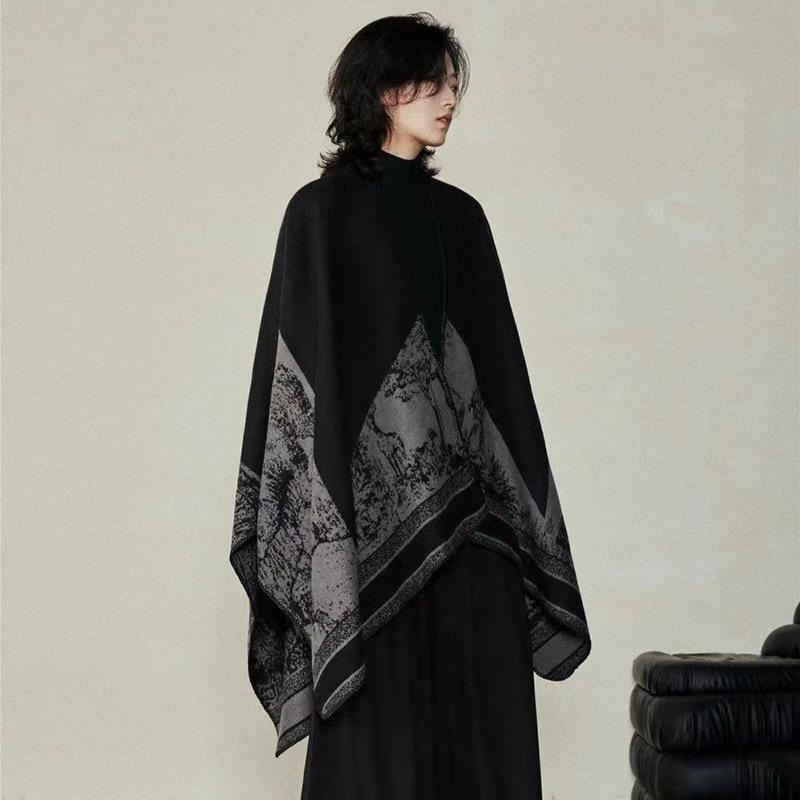 Autumn And Winter Simplicity Niche Cashmere-Like Dark Split Warm Men'S And Women'S Double-Sided Cloak