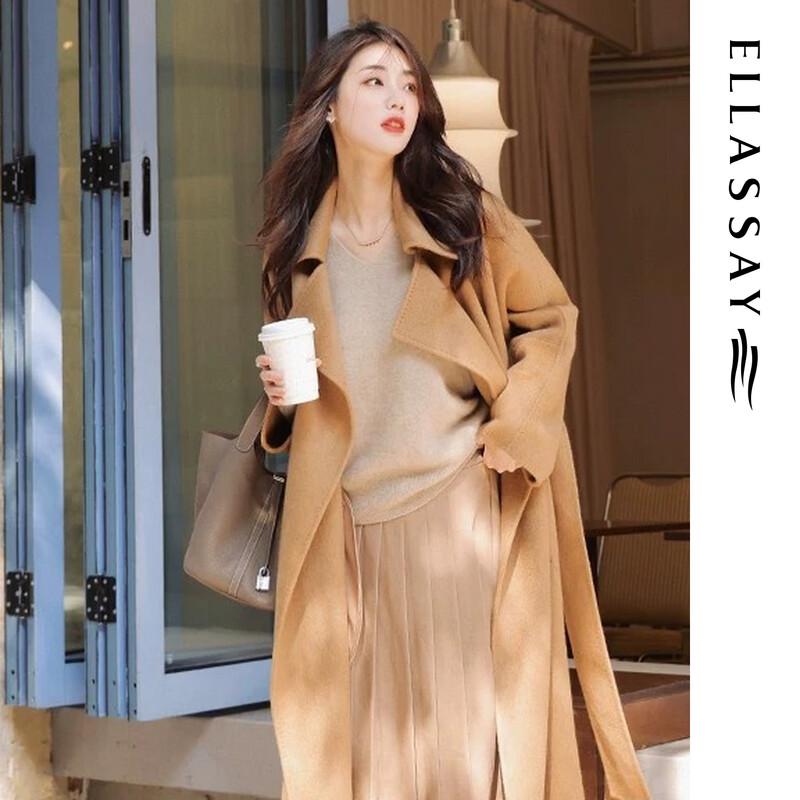 ELLASSAY 2026 Летняя однотонная юбка-миди А-силуэта с запахом и складками M