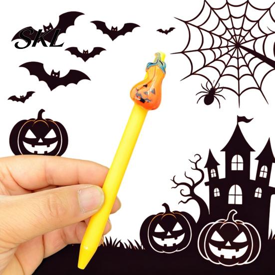 Stylish Matte Texture Pens Halloween Ballpoint Pen, Cute Ghost Skull Pumpkin Retractable Gel Ink Portable Pocket Clip 0.5mm Fine Point Writing Pen for