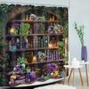Halloween Witchy Gothic Shower Curtain Bookshelf Spooky Bathroom Decor