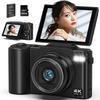 Beho Digital Camera 4K Recording 64MP 180-Degree Rotatable Display 18x Zoom Autofocus Various Filters Continuous Shooting Selfie 3.0-Inch Large Screen