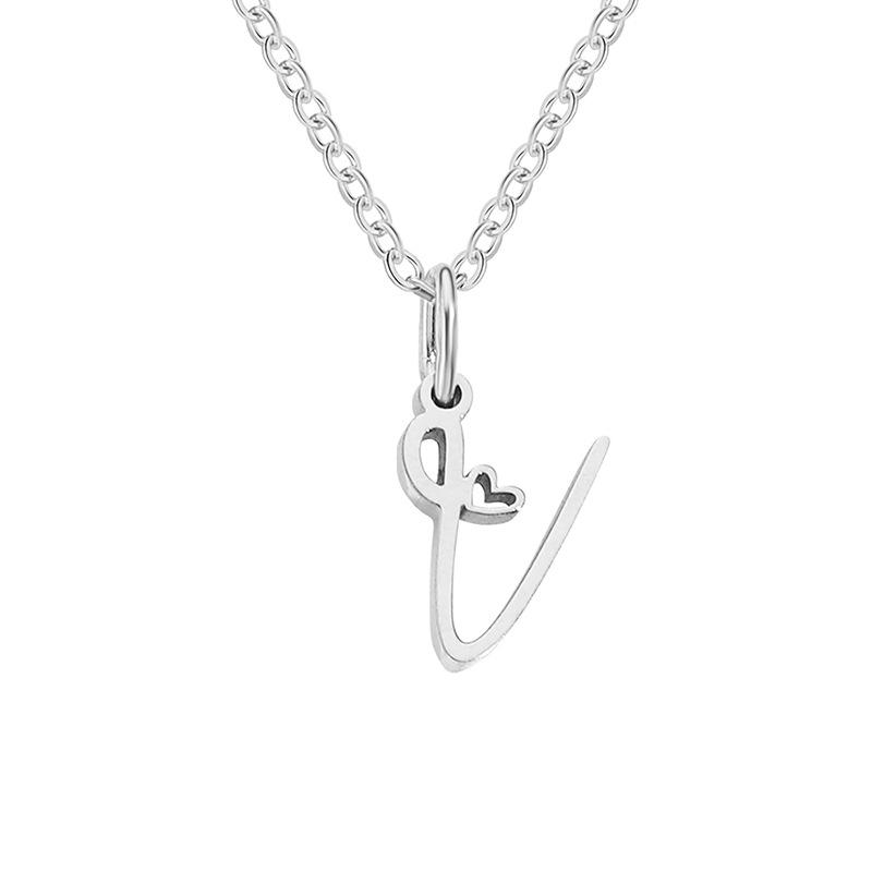 eManco Women's Niche Stainless Steel Letter Clavicle Necklace