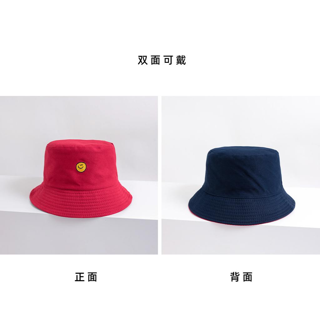 Hot Sale Double Sided Can Wear Cute Smiley Fisherman Hat Shade Sunscreen Hat Fashion Versatile Basin Hat
